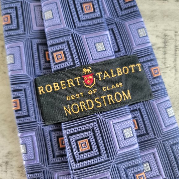 Robert Talbott Lavender Navy and Gray Geometric Print Silk Tie 56.… - Picture 6 of 9